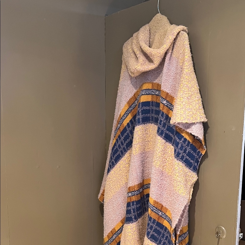 Free People Cold Canyon Hooded Poncho Serape Multi Color One Size